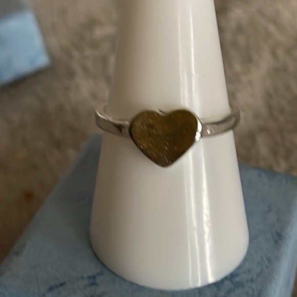 New Sterling Silver Handmade Bohemian Solid Heart Signet Minimalist Ring - Picture 5 of 6